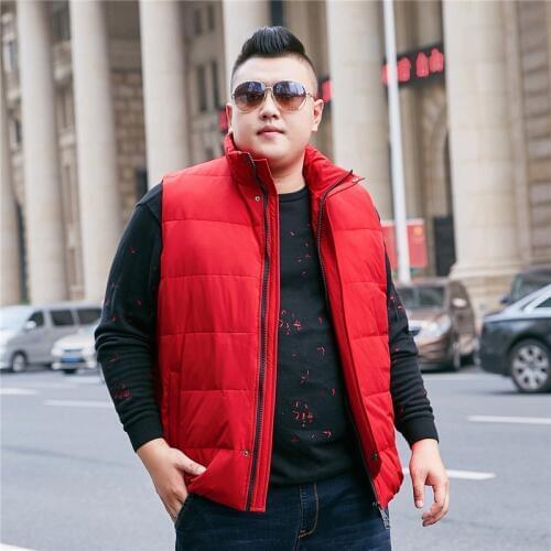 2019 New Mens Winter Stand Collar Vest Mens Large size Loose Sleeveless Vest Mens Casual Red Thick Vest More size XL-9XL 10XL