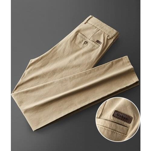 2021 New Men Pants Soft Cotton Business Smart Casual Pants Autumn Business Comfortable Breathable Loose Straight Trousers Men