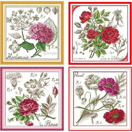 Joy Sunday Cross Stitch Kits Shadows of Flowers Stamped Printed 11CT 14CT Counted Printing Crafts Kit Embroidery Needlework Sets
