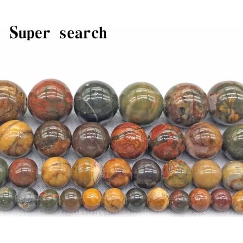 Natural Picasso Red Line Turquoises Beads 6mm 8mm 10mm Round Hole Loose Stone Beads Wholesale DIY Charm Jewelry Gem Stone