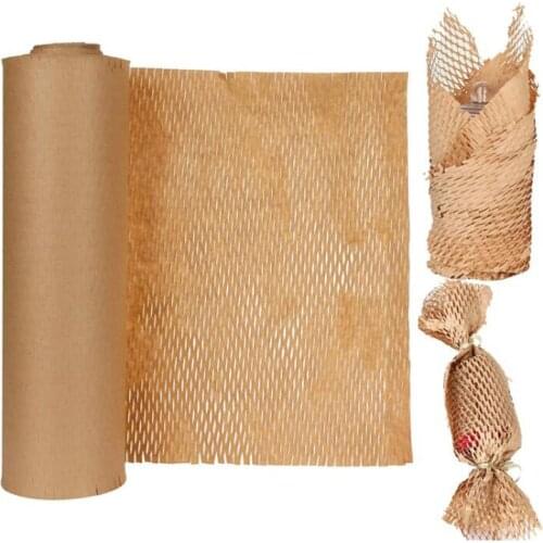 Kraft Wrapping Paper Honeycomb Cushioning Wrap Roll Diy Decorative Gift Packing Material Wedding Birthday Party Packaging Paper