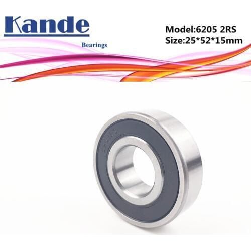 6205 RS 2PCS ABEC-5 6205 2RS Single Row Deep Groove Ball Bearing 25x52x15 mm High Quality 6205-2RS