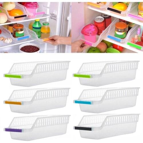 Home Kitchen Fridge Space Saver Organizer Slide Under Shelf Rack Storage Holder Food Container Storage Plastic Fresh Spacer Stor