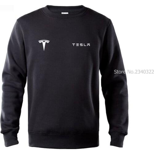 Autumn solid Color Long Sleeve tesla pullover Sweatshirt for men Fashion Round Neck Pullover Tops