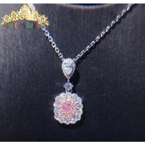 1 Carat ct Wedding yellow Moissanite Diamond necklace 18K 750 White Gold D color VVS H009