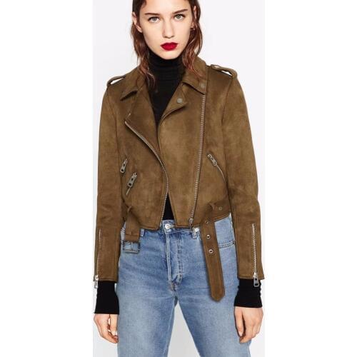 Autumn New casual Womens clothing locomotive coat high quality faux suede leather fashion ladies soft faux Leather coat
