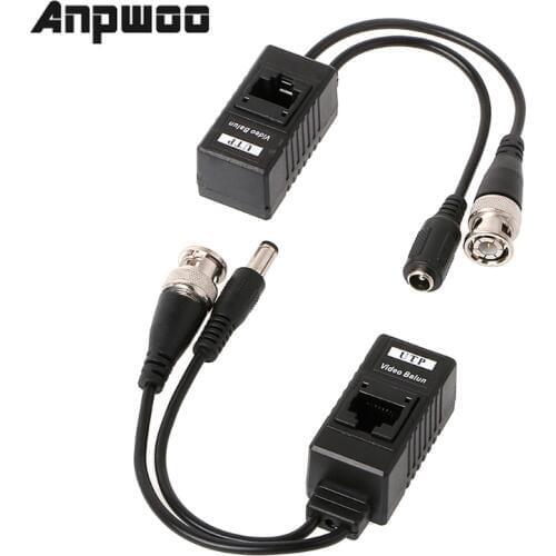 ANPWOO BNC To RJ45 Passive Video Power + Audio Balun Transceiver For CCTV Camera
