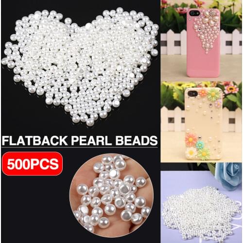 500pcs 6mm Plastic Pearl Beads Hair Jewelry Handmade Making Accessories Semicircle Flatback Beads For DIY Craft Decoration