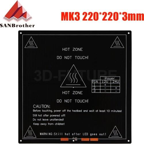 MK3 Mk2 Heated Bed 12V 24V Parts For Reprap Mendel HotBed 3D Printers Part 220*220mm Aluminium Plate 3mm Heatbed PCB Accessories