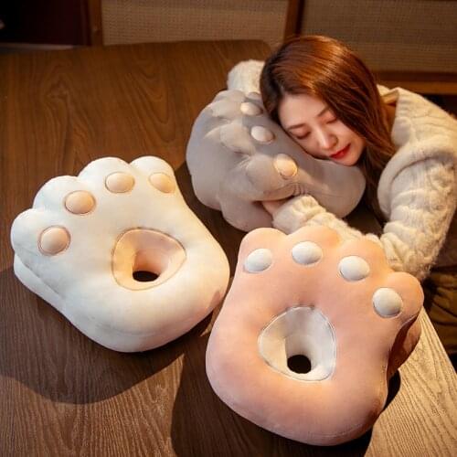 1pc 35*30cm Cartoon Cat & Bear Paws Stuffed PLush Pillow Kawaii Animal Nap Cushion Toys for Children Adult Hand Warmer Dolls