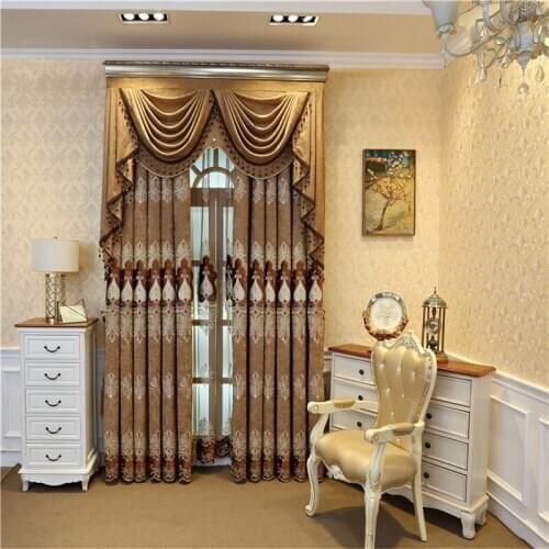 European and American luxury chenille villa embroidered bedroom curtains with high-quality curtains for living rooms and hotels