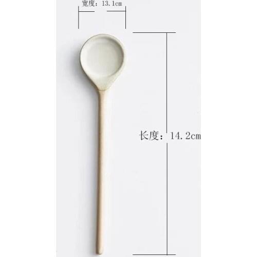 Manual Porcelain Kitchen Utensils Cooking Utensils Spoons with Long Handle Coffee Spoon Yogurt Milk Mixing Spoon Tea Spoon