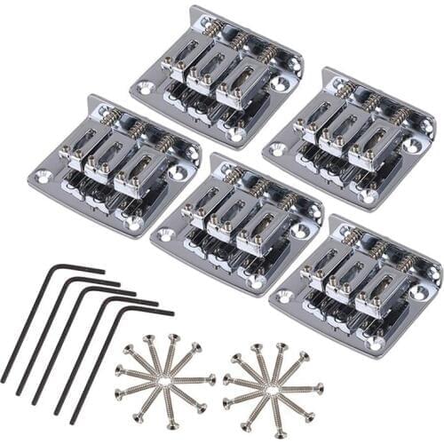 Silver Zinc Alloy Bridge Tailpiece for 3 String Cigar Box Electric Guitar Set of 5