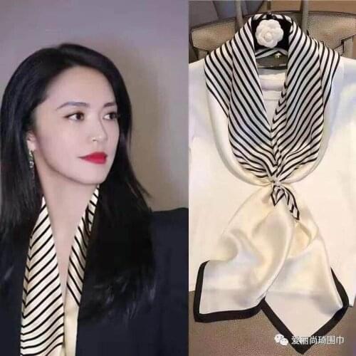 Silk Scarf Shawl Silk Scarf Dot Net Red Popular Temperament Small Square Scarf Multifunction Women Silk 90*90cm