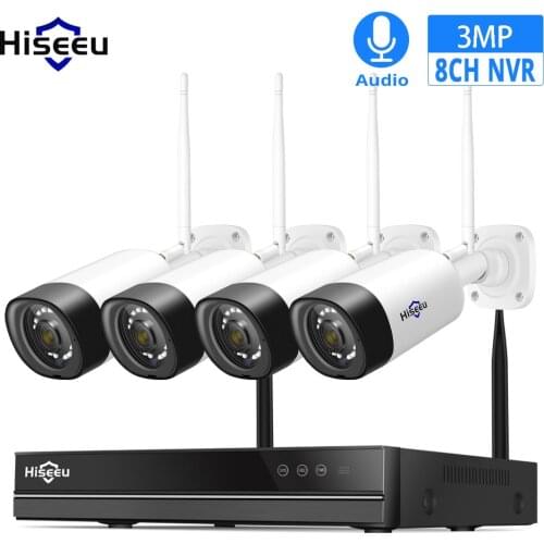 Hiseeu Security Camera System 3MP Outdoor Wifi Wireless IP Camera CCTV Security System NVR Kit Video Surveillance Smart Home