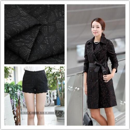 Stretch black lace Compound denim clothing fabric denim fabric windbreaker jacket pants cloth fabric wholesale