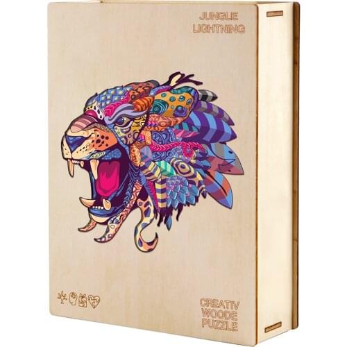 Unique 3D Wooden Puzzle Leopard Animals Shapes Educational Toys DIY Crafts Gifts Wooden Jigsaw Puzzles Games For Children Adults