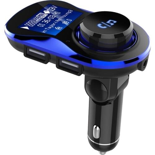Universal Car Wireless Bluetooth Hands-free FM Modulator Dual USB Car Charger With Big Multifunction Knob And Dot Matrix Screen