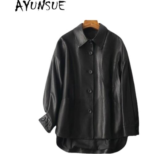 AYUNSUE Genuine Sheepskin Jacktes Woman Real Leather Coats Famale Loose Korean Autumn Outerwear Ladies Casacas Para Mujer SQQ80