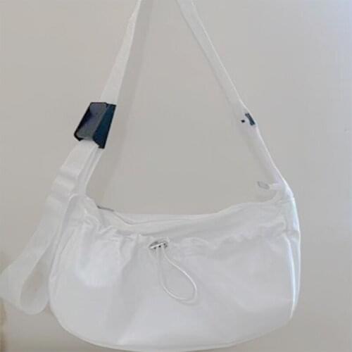 2021 Ladies Fashion Korean Version Dumpling Bag Casual All-match Fold Drawstring Messenger Bag Wide Shoulder Strap Shopping