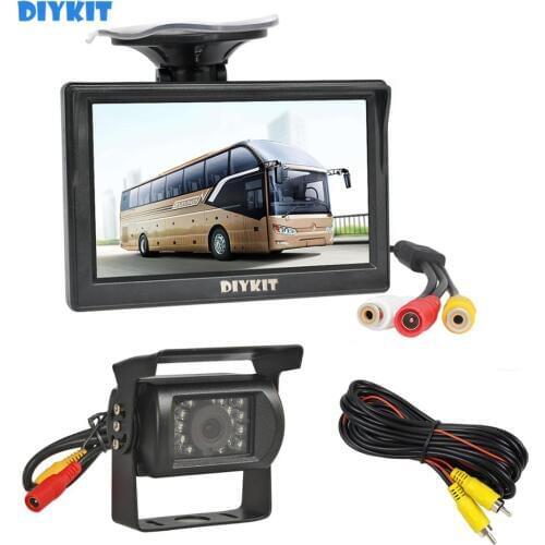 DIYKIT 5" LCD Display Rear View Car Monitor with Waterproof Color Ccd Reverse Backup Car Truck Bus Camera