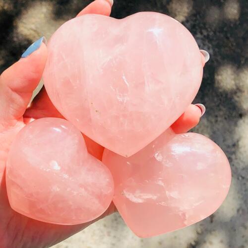 1Pcs Natural Pink Rose Quartz Heart Healing Crystal Home Decoration
