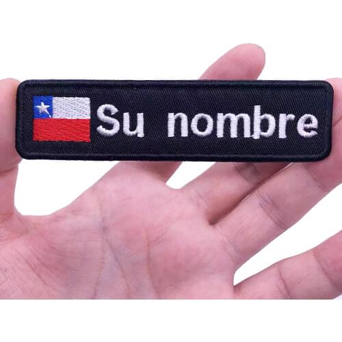 Chilean flag Chile 10x2.5cm Embroidery Custom Name Text Patch Stripes badge Iron On Or Velcro Backing Patches For Clothes Hat