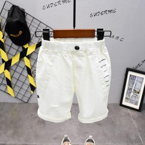 2021 Boys White Shorts Baby Boy Knee Length Pants 2-7 Years Kids Summer Casual Jeans Childrens Sport Short Pants