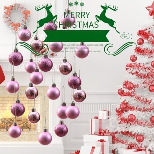 24Pc 3cm Christmas Ball Glitter Christmas Tree Ornament Hanging Ball Xmas Tree Decoration Christmas New Year Decoration For Home