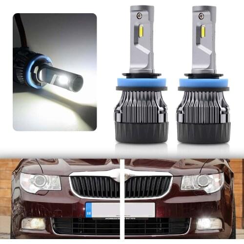 2x White Canbus No Error H8 2500lm LED Fog Light Bulb For 08-13 Škoda Superb II B6 3T pre-facelift LED DRL Daytime Running Light