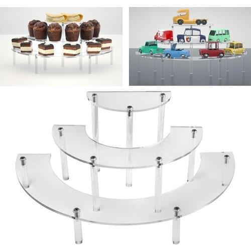 3Pcs/Set Transparent Acrylic Cake Display Stand DIY Removable Semicircle Dessert Cosmetic Storage Rack