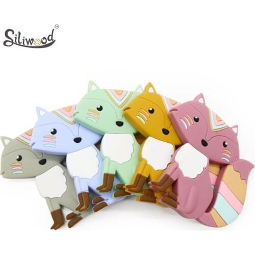 5pc Silicone Teether Rodent Fox Shape Animals Food Grade Silicone Pandents Teething Toys For Teeth Tiny Rod Baby Teethers Gift