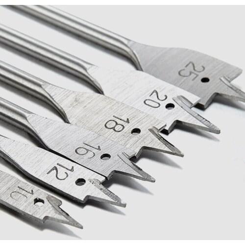 6PCS Hexagon Handle Three-Point Wood Flat Drill, Hole Opening and Reaming, Flat Drill 10-25mm Combination Set