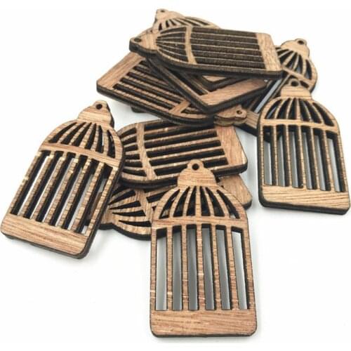 60pcs Wooden Birdcage shaped Pendant Decoration Scrapbooking Handicraft 50mm