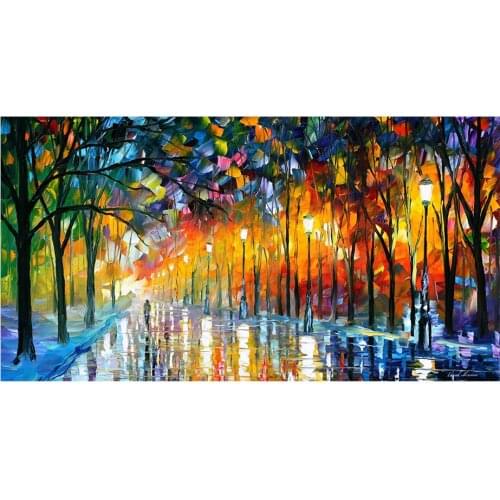 Abstract Landscape Canvas Painting Wall Art Posters And Prints street Rainy landscape Trees Wall Art Pictures Room Decor