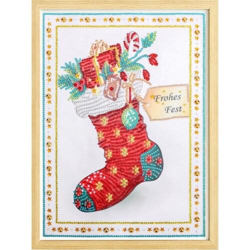 Handmade Santa Claus Diamond Painting Round Snowman Mosaic Handmade Cross Stitch Children Decoration Mosaic Painted Wallpaper