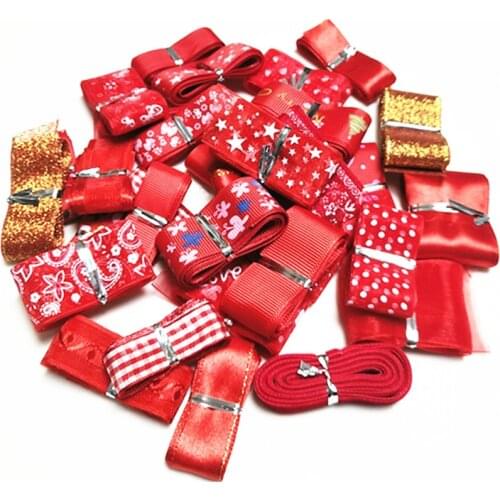 5/20Yard Printed Red Blue White Dot Grid Organza Grosgrain Satin Ribbons Trim Lace DIY Bow Craft Sewing Garment Wedding Decor