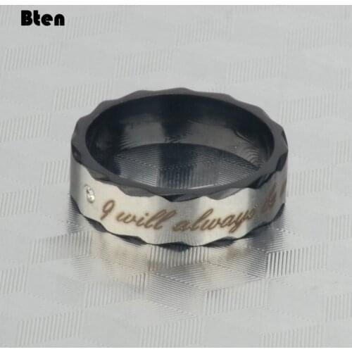 Bten Will Always Be With You Stainless Steel Couples ring Lovers' Ring for Him and She Promise Engagement Rings Wedding Bands