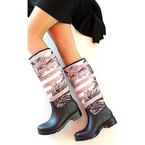 Ç19032Siyah Pink Potin Black Women Boots Ç19032