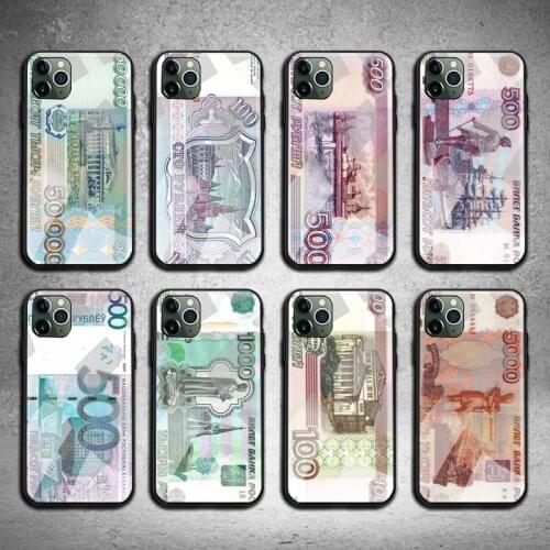 Russian Ruble Currency Money Phone Case Tempered Glass For iPhone 12 pro max mini 11 Pro XR XS MAX 8 X 7 6S 6 Plus SE 2020 case