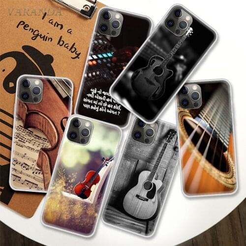 Musical Instruments Capa For Apple iPhone 12 mini 11 Pro Max X XR Translucent Phone Cover 7 8 6 6S Plus XS Frosted Cases 5 5S SE