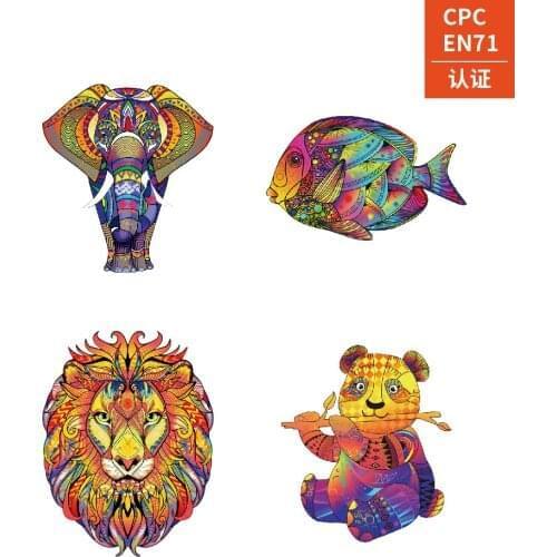 Wooden Puzzles Games Children Educational Toys Wooden Jigsaw Puzzle Animal Shapes 3D Wood DIY Puzzle Crafts Gifts For Adults Kid