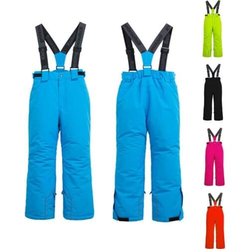 Childrens Ski Pants Waterproof Thick Windproof Warm Breathable Snowboard Pants Boys and Girls Cotton Outdoor Trousers