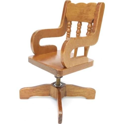 Simulated Miniature Wooden Swivel Chair Mold Furniture Toy for 1/12 Doll House