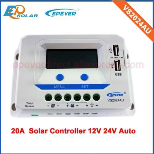 12V Battery Solar panels charging controller VS2024AU 20A 20amps charger regulator lcd display dual USB port special design