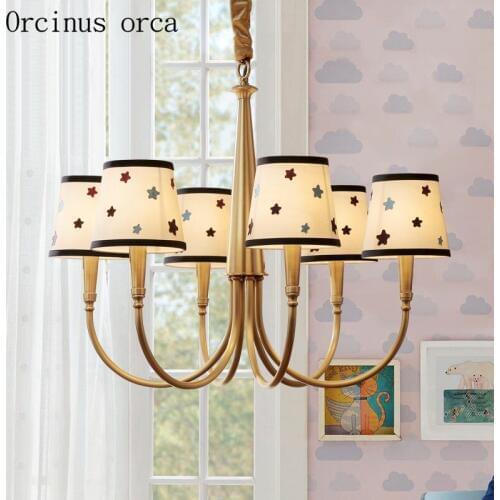 American style simple copper pendant lamp childrens room bedroom Nordic creative personality pendant lamp free shipping