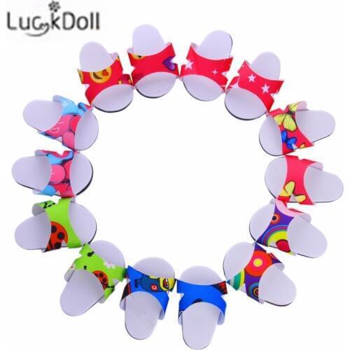 LUCKDOLL Fashion Cute Slippers Fit 18 Inch American 43cm Baby Doll Clothes Accessories,Girls Toys,Generation,Birthday Gift