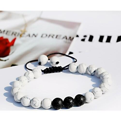 Men Bracelet Turquoises Stone Beads Handmade Lava Macrame Braided Couple Bracelet Jewelry Bileklik For Male