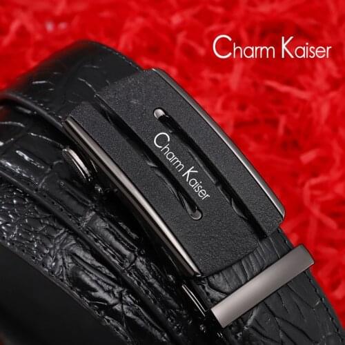 Charm Kaiser authentic belt male crocodile grain automatic belt buckle leather designer of middle-aged and young men belts