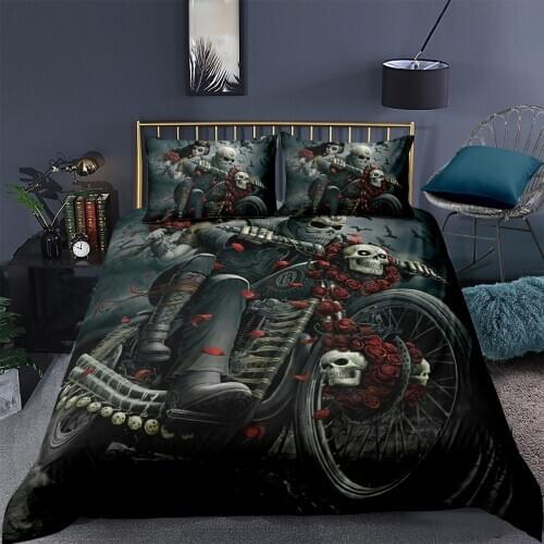 3D Duvet Cover Set Bedding Sets Bedding Bag Pillow Cover Double Single Twin King Queen Size The Skeleton Lover Design Bedclothes